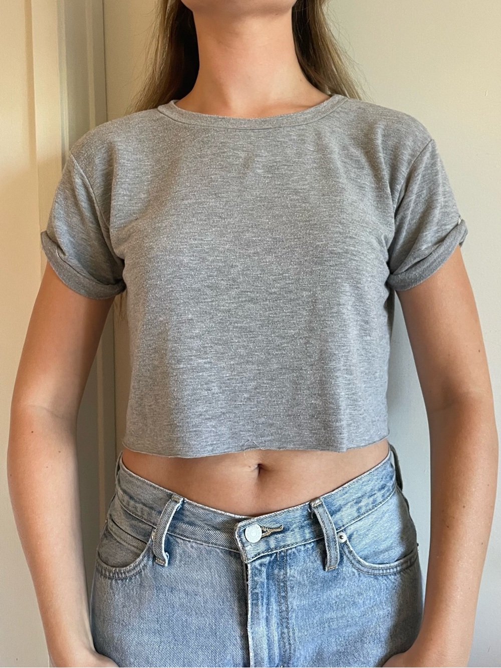 Grey cropped t shirt